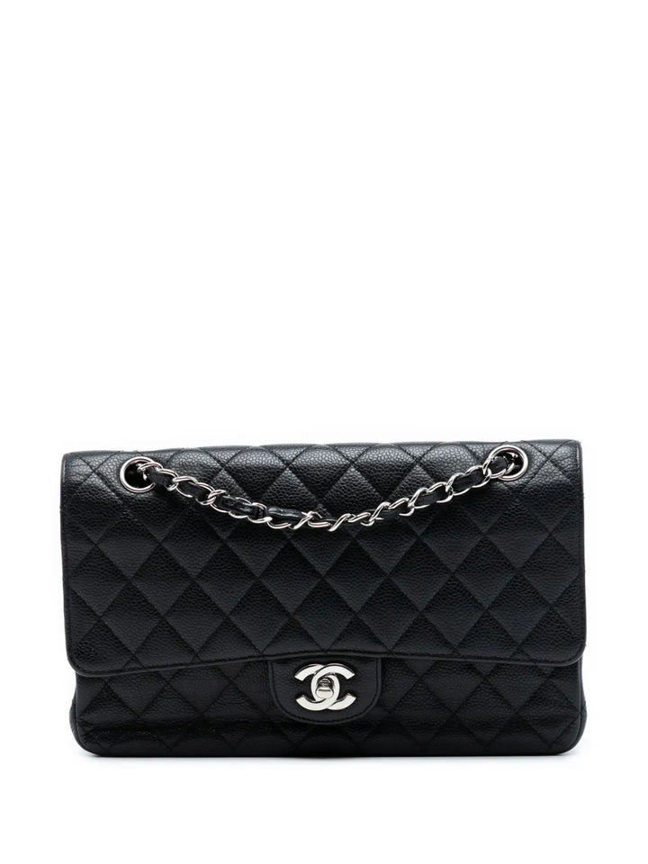 Chanel Pre Owned 2009 2010 Medium Classic Caviar Double Flap Shoulder Bag — Same as shown — Size One Size — Front View