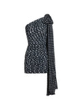 Patou One Shoulder Draped Dress — Black — Size XS — Front View