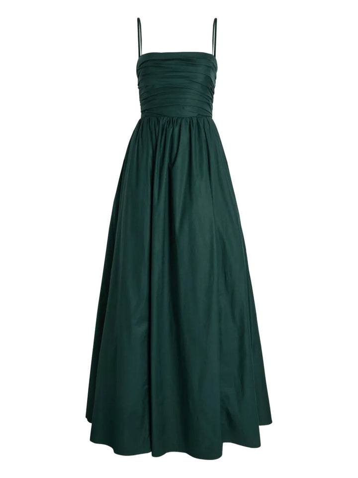 Reformation Ruched Spaghetti Straps Maxi Dress — Red/ Green — Size S — Front View