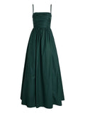 Reformation Ruched Spaghetti Straps Maxi Dress — Red/ Green — Size S — Front View