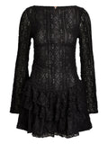 Free People Ruffled Lace Mini Dress — Black/ Red — Size XS — Front View