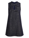 Sister Jane Bow Embellished Mini Dress — Blue — Size S — Front View