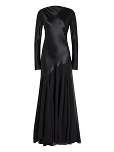 Tove Cordelia Long Sleeve Panelled Maxi Dress — Black/ Red — Size XS — Front View