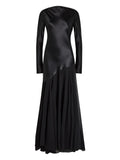 Tove Cordelia Long Sleeve Panelled Maxi Dress — Black/ Red — Size XS — Front View