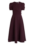 Rebecca Vallance Syrah Puff Sleeve A Line Midi Dress — Black — Size XS — Front View