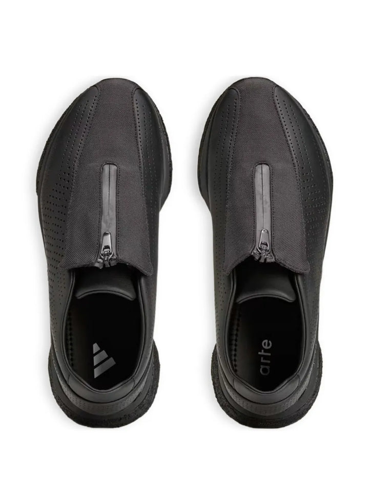 adidas X Arte Antwerp Lightblaze Pod Perforated-Design Sneakers — Black — Size US M 7 - US W 8.5 — Top View