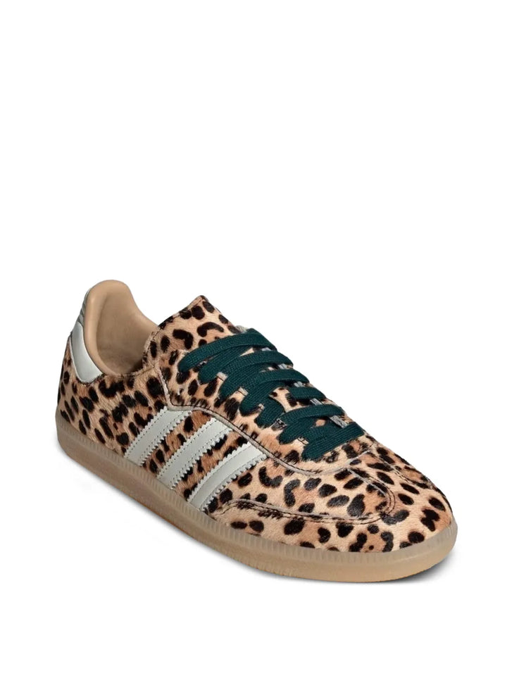 adidas Samba Og Leopard-Print Three-Stripe Sneakers — Beige — Size US M 11 - US W 12.5 — Side View