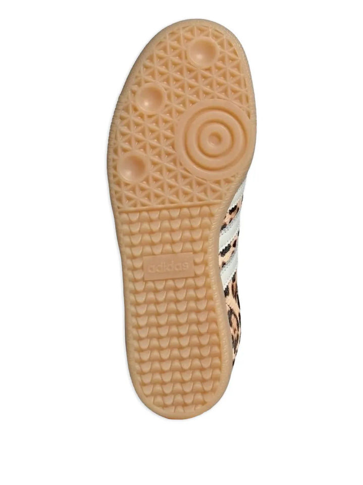 adidas Samba Og Leopard-Print Three-Stripe Sneakers — Beige — Size US M 11 - US W 12.5 — Top View