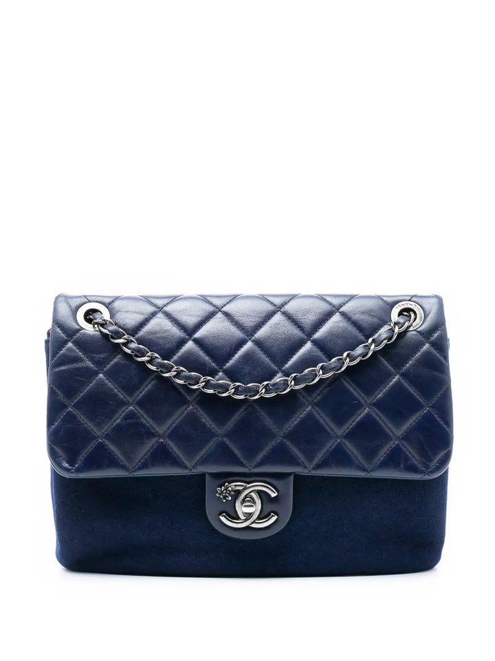 Chanel Pre Owned 2015 2016 Paris Salzburg Quilted Glazed Calfskin And Felt Edelweiss Flower Cc Flap Shoulder Bag — Same as shown — Size One Size — Front View