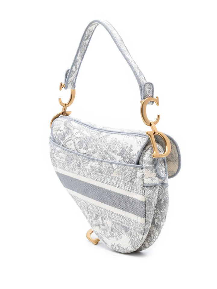Christian Dior Pre Owned 2021 Canvas Embroidered Toile De Jouy Saddle Bag Shoulder Bag — Same as shown — Size One Size — Back View