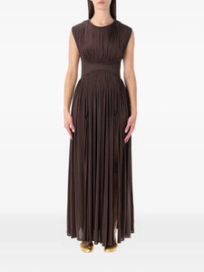 Zimmermann Hypnotic Column Pleated Dress — Brown — Size XS — Front View