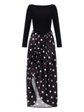 Sleeper Aurora Polka Dot Maxi Dress — Black — Size XS — Front View