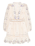 Zimmermann Patience Floral Print Lace Mini Dress — Cream — Size XS — Front View