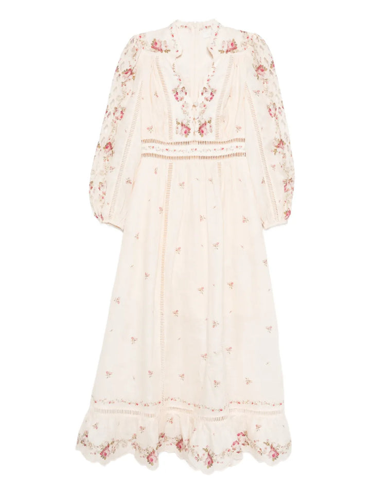 Zimmermann Patience Floral Maxi Dress — Cream — Size S — Front View