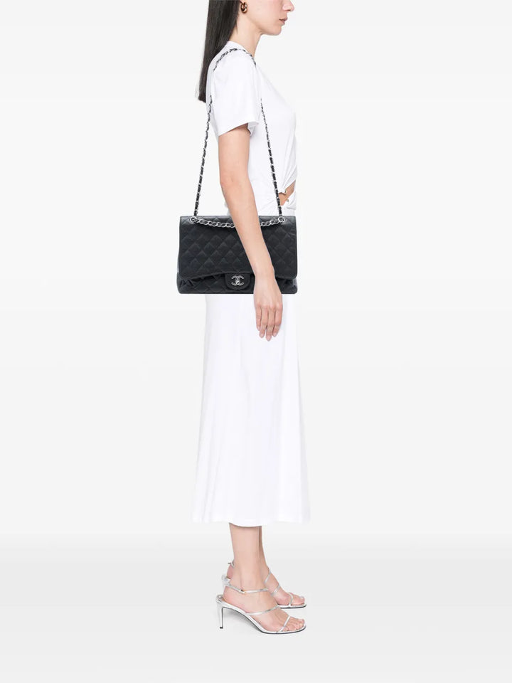 Chanel Pre Owned 2009 2010 Maxi Classic Caviar Single Flap Shoulder Bag — Same as shown — Size One Size — Side View
