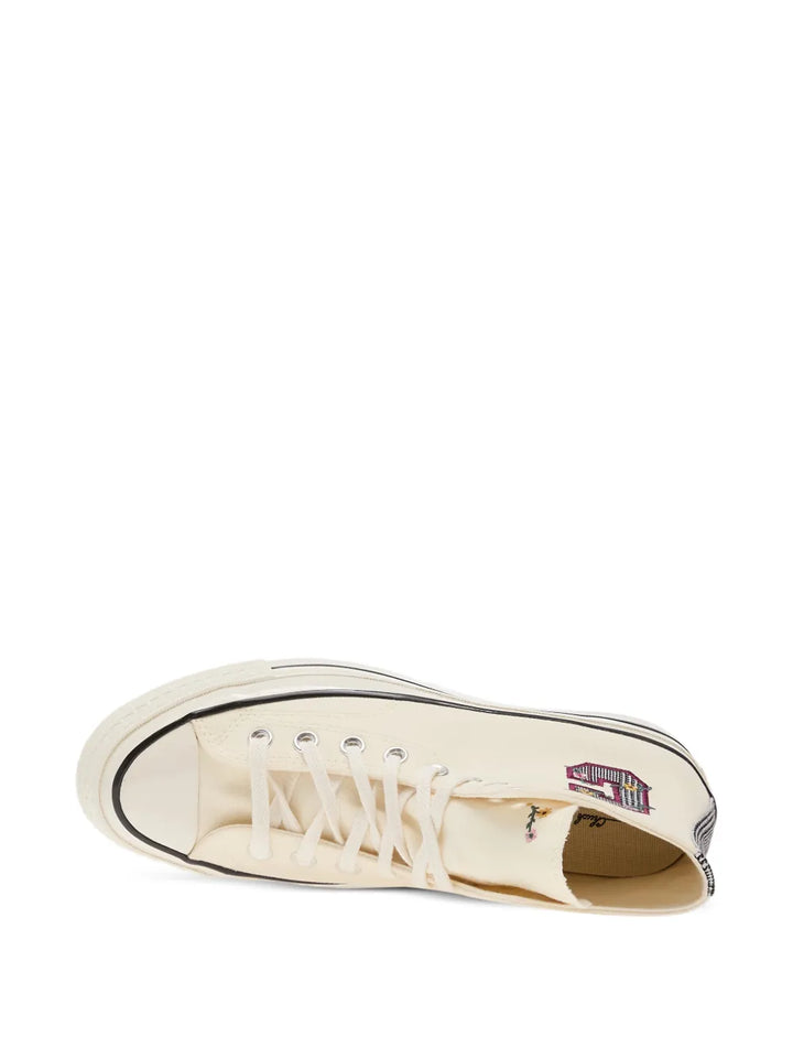 Converse Chuck 70 Floral-Embroidered — Beige — Size US M 3.5 - US W 5 — Top View