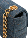 Celine Pre Owned 2022 Matelasse Denim Monochrome Chain Shoulder Bag — Same as shown — Size One Size — Lifestyle View