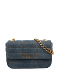 Celine Pre Owned 2022 Matelasse Denim Monochrome Chain Shoulder Bag — Same as shown — Size One Size — Front View
