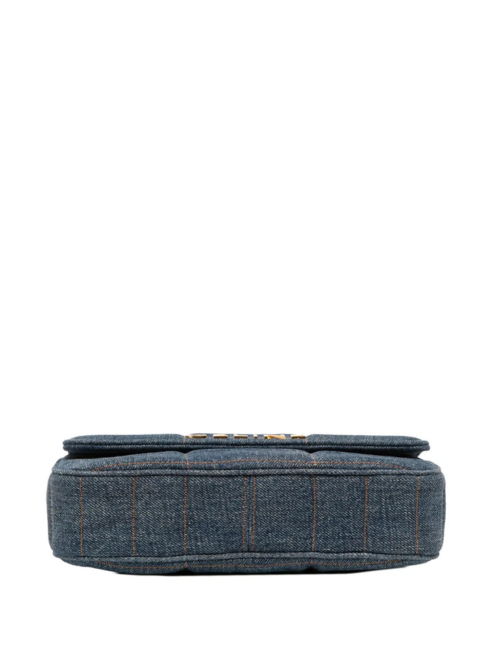 Celine Pre Owned 2022 Matelasse Denim Monochrome Chain Shoulder Bag — Same as shown — Size One Size — Top View