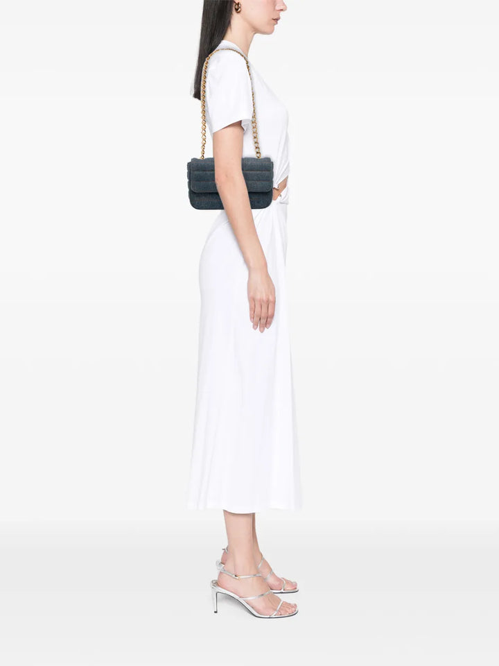 Celine Pre Owned 2022 Matelasse Denim Monochrome Chain Shoulder Bag — Same as shown — Size One Size — Side View