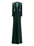 Gemy Maalouf Beaded Shoulders Velvet Dress — Same as shown — Size XS — Front View