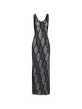 Amir Slama X Jade Picon Openwork Scoop Neck Maxi Dress — Black — Size XS — Front View