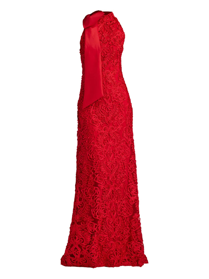 Tadashi Shoji Bow Detail Maxi Dress — Red — Size XS — Front View