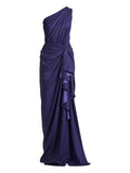 Tadashi Shoji One Shoulder Ruffled Maxi Dress — Red/ Purple — Size XS — Front View