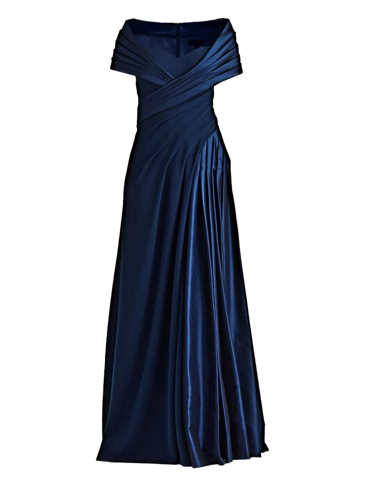 Tadashi Shoji Pleated Maxi Dress — Blue/ Navy — Size XS — Front View