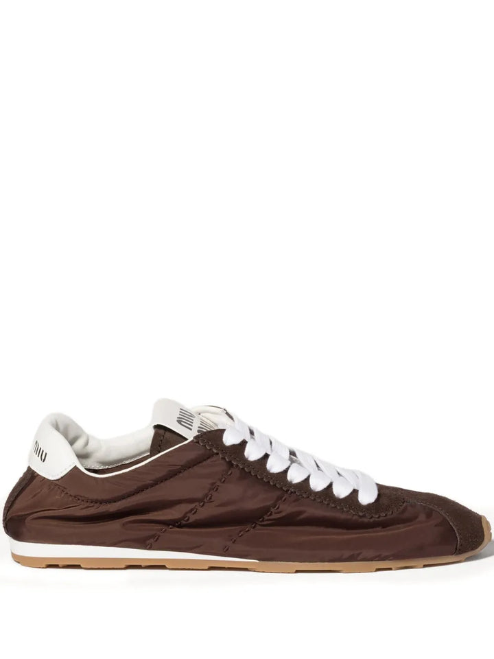 Miu Miu Plume Suede Trainers — Brown — Size US M 3.5 - US W 5 — Front View