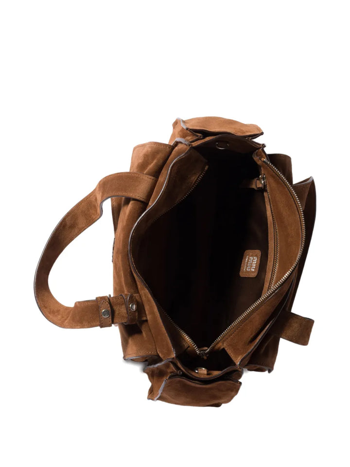 Miu Miu Utilitaire Suede Shoulder Bag — Same as shown — Size One Size — Top View
