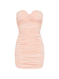 Elisabetta Franchi Sweetheart Neckline Ruched Mini Dress — Pink — Size S — Front View