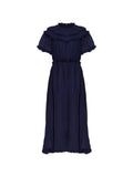 Ulla Johnson Ayan Ruffled Fringed Dress — Blue — Size S — Front View