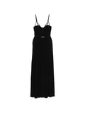 Elisabetta Franchi Bustier Belted Maxi Dress — Black/ Gold — Size XS — Front View