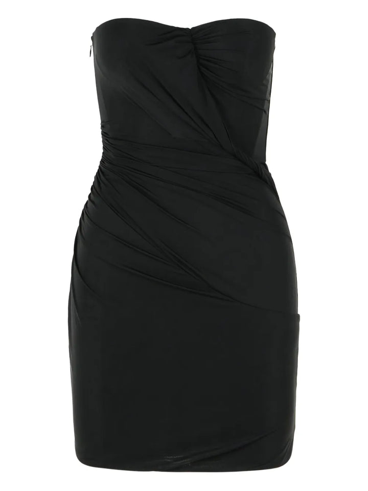 Blumarine Strapless Draped Mini Dress — Black — Size XS — Front View