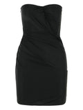 Blumarine Strapless Draped Mini Dress — Black — Size XS — Front View