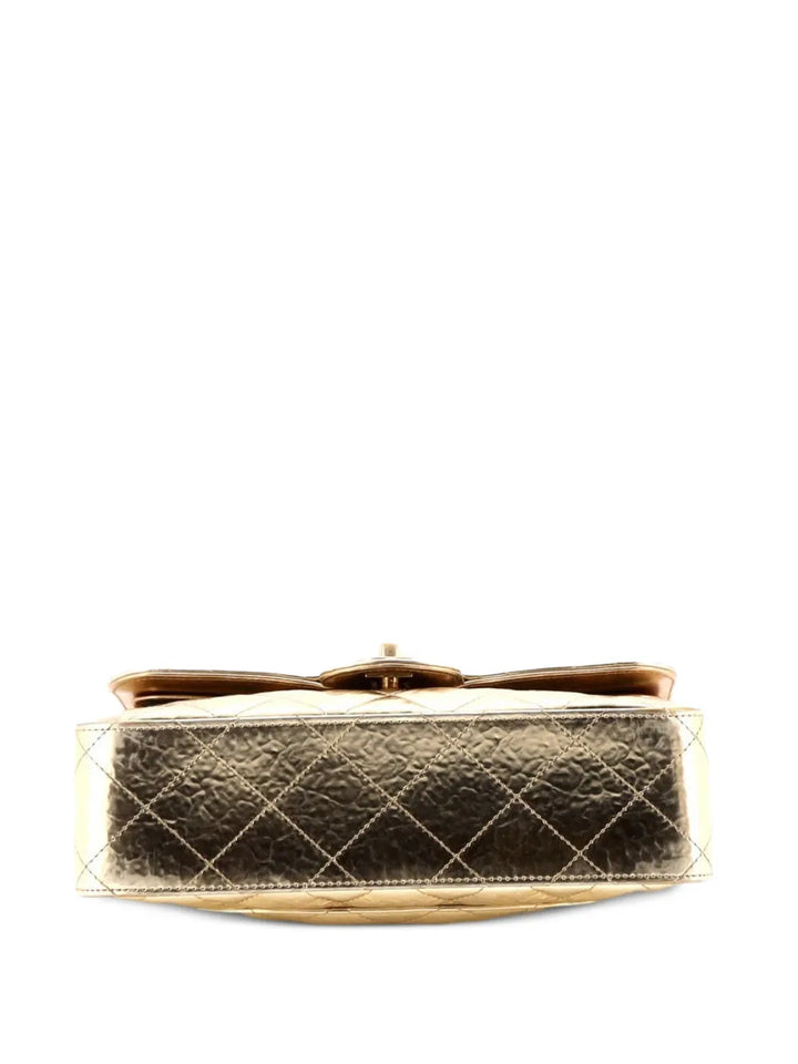 Chanel Pre Owned Classic Double Flap Bag Quilted Hammered Metallic Calfskin Small Shoulder Bag — Same as shown — Size One Size — Top View