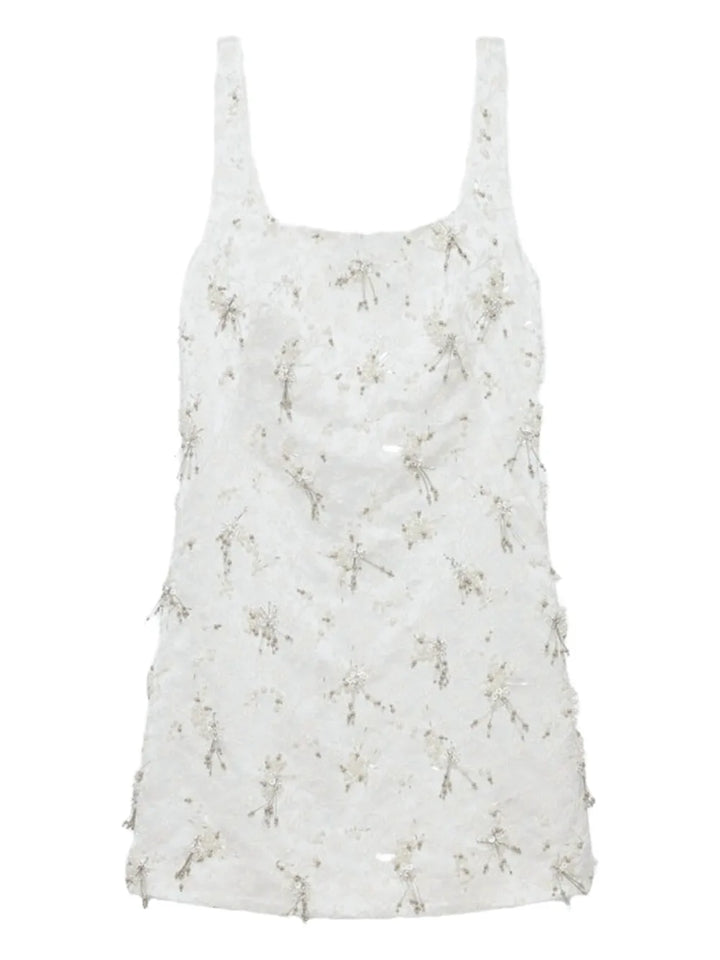 Simkhai Viva Beaded Mini Dress — White — Size XS — Front View