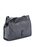 Saint Laurent Pre Owned Niki Shopping Tote Matelasse Chevron Leather Large Shoulder Bag — Same as shown — Size One Size — Back View