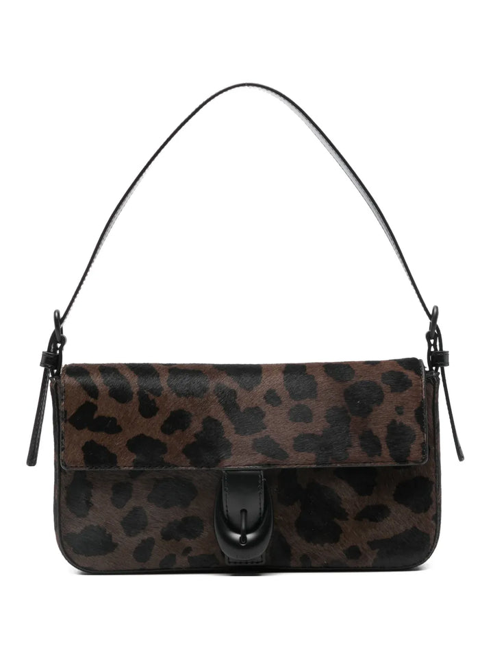 Staud Leopard Pattern Buckle Detail Shoulder Bag — Same as shown — Size One Size — Front View