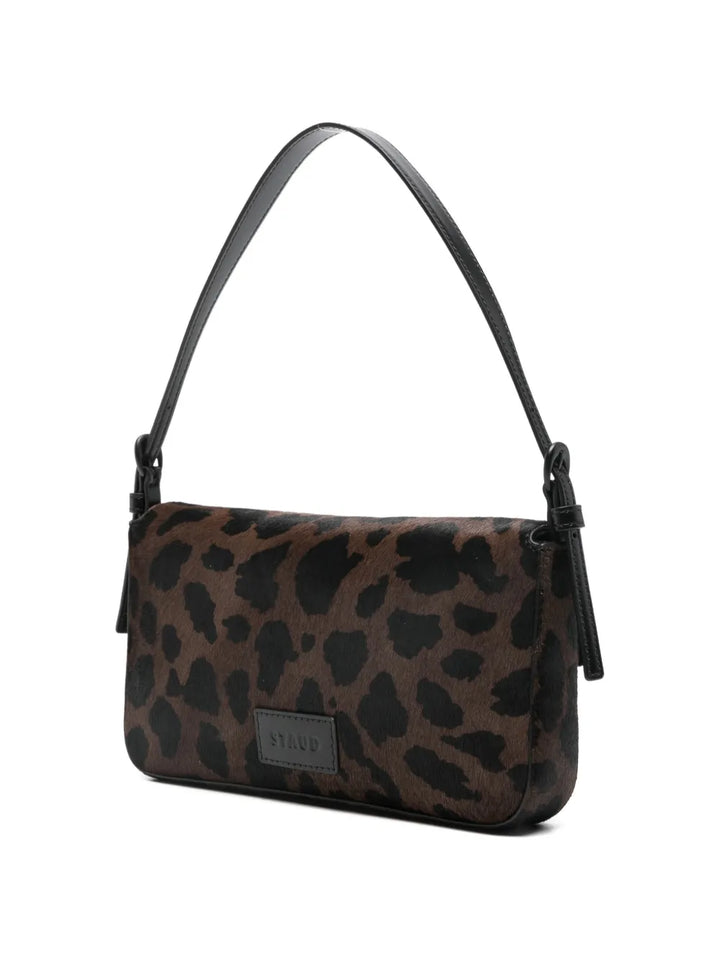 Staud Leopard Pattern Buckle Detail Shoulder Bag — Same as shown — Size One Size — Back View
