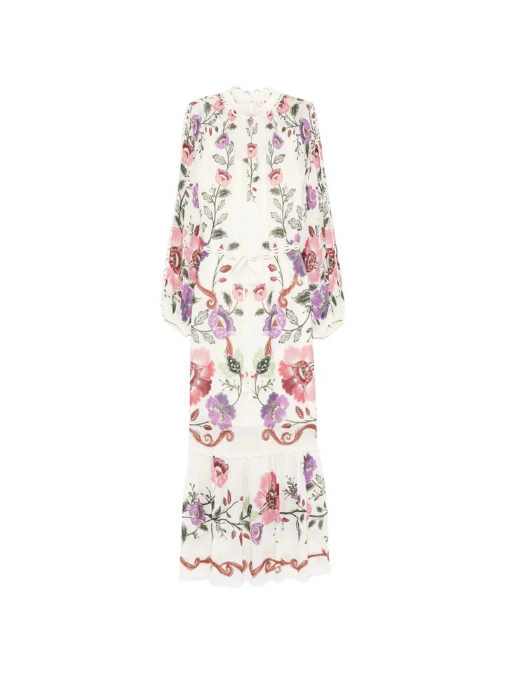 Farm Rio Floral Print Maxi Dress — White/ Red — Size XXL — Front View