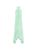 Blumarine Ruched Ruffled Dress — Blue — Size XS — Front View