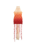 Blumarine Rhombus Embellished Dress — Orange — Size S — Front View
