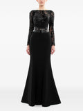Saiid Kobeisy Embroidered Upper Long Sleeve Dress — Black/ Red — Size XS — Front View
