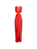 Elisabetta Franchi Cut Outs Chain Detail Maxi Dress — Red — Size M — Front View