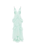 Maria Lucia Hohan Ruffled Maxi Dress — Green — Size S — Front View