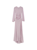 Alexander Mcqueen Long Sleeve Draped Maxi Dress — Red/ Pink — Size XS — Front View