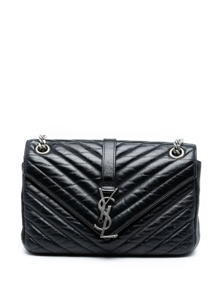 Saint Laurent Pre Owned 2015 Medium Crinkled Calfskin Punk Chain Bag Shoulder Bag — Same as shown — Size One Size — Front View