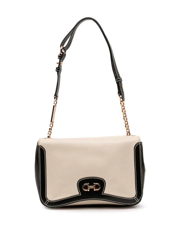 Ferragamo Pre Owned 2010 2020 Leather Double Gancini Shoulder Bag — Same as shown — Size One Size — Front View